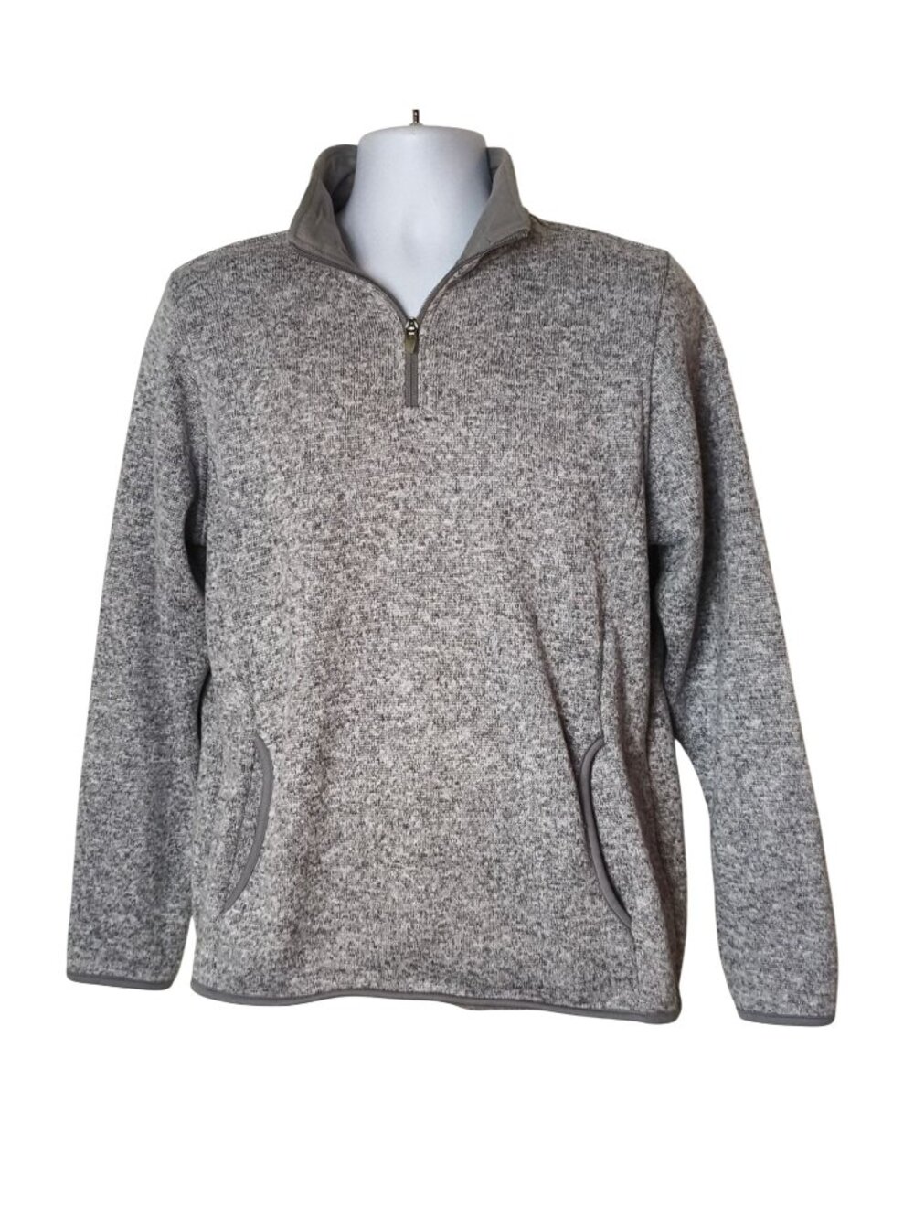 Charles River Womens XL Pullover Fleece Gray 1/4 Zip Cozy Jacket Soft Winter